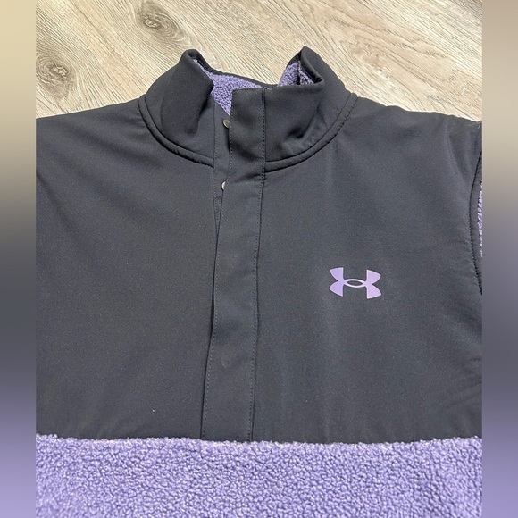 Under Armour Mens Sweater Fleece Pile Golf Sweater Halo Purple Black Small NEW - Picture 3 of 8